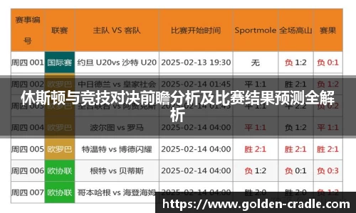 休斯顿与竞技对决前瞻分析及比赛结果预测全解析