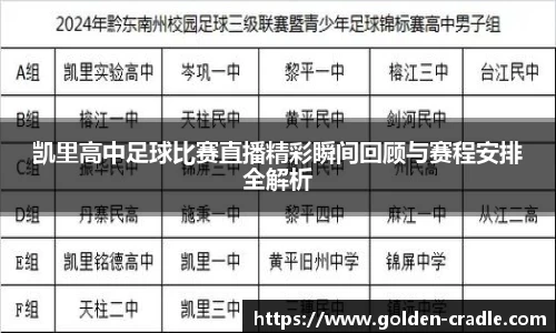 凯里高中足球比赛直播精彩瞬间回顾与赛程安排全解析