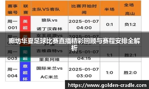 廊坊华夏足球比赛直播精彩回顾与赛程安排全解析